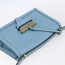 LOEWE Barcelona Shoulder Bag Leather Blue Gold Auth BA7692-6