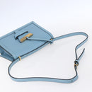 LOEWE Barcelona Shoulder Bag Leather Blue Gold Auth BA7692-7