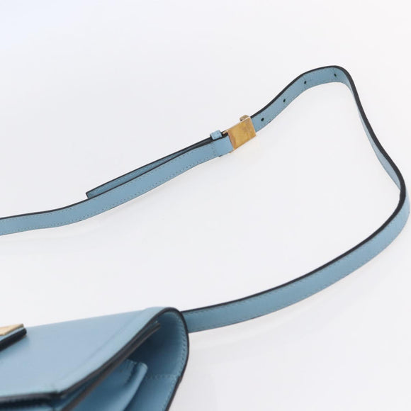LOEWE Barcelona Schoudertas Leer Blauw Goud Auth BA7692