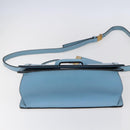 LOEWE Barcelona Shoulder Bag Leather Blue Gold Auth BA7692-5