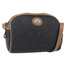 Christian Dior Honeycomb Canvas Shoulder Bag PVC Black Gold Auth BA7694-1