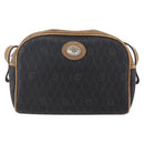 Christian Dior Honeycomb Canvas Shoulder Bag PVC Black Gold Auth BA7694-2