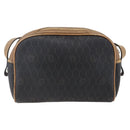 Christian Dior Honeycomb Canvas Shoulder Bag PVC Black Gold Auth BA7694-3