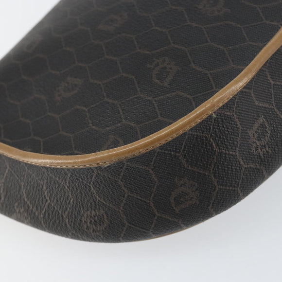 Christian Dior Honeycomb Canvas Shoulder Bag PVC Black Gold Auth BA7695