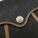 Christian Dior Honeycomb Canvas Shoulder Bag PVC Black Gold Auth BA7695-14