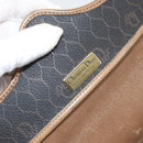 Christian Dior Honeycomb Canvas Shoulder Bag PVC Black Gold Auth BA7695-16