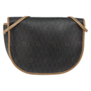 Christian Dior Honeycomb Canvas Shoulder Bag PVC Black Gold Auth BA7695-3