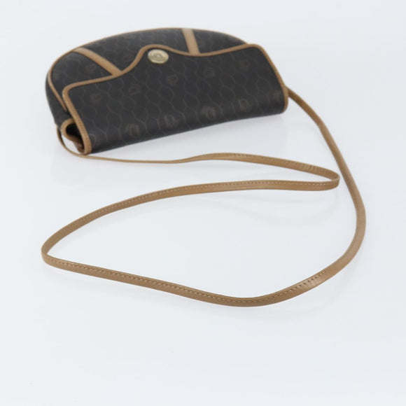 Christian Dior Honeycomb Canvas Shoulder Bag PVC Black Gold Auth BA7695