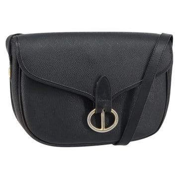 Christian Dior Honeycomb Canvas Shoulder Bag PVC Black Gold Auth BA7697