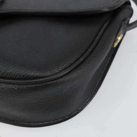 Christian Dior Honeycomb Canvas Shoulder Bag PVC Black Gold Auth BA7697