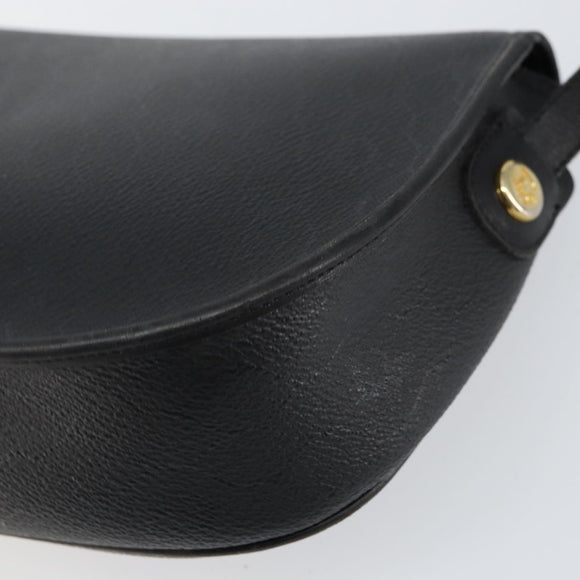 Christian Dior Honeycomb Canvas Shoulder Bag PVC Black Gold Auth BA7697