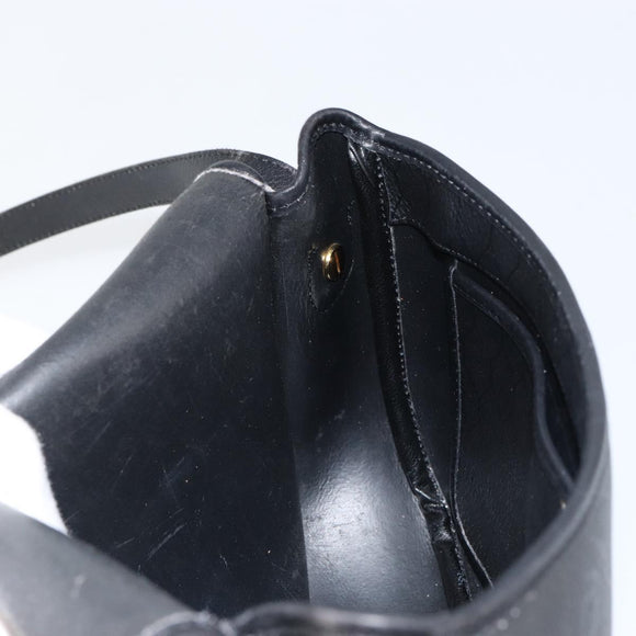 Christian Dior Honeycomb Canvas Shoulder Bag PVC Black Gold Auth BA7697