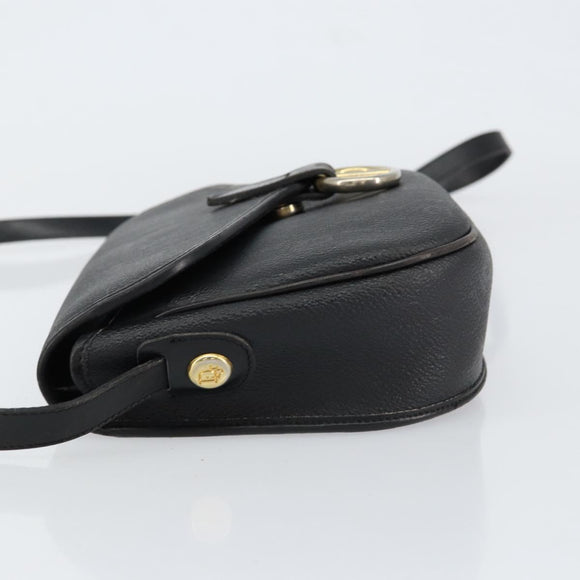 Christian Dior Honeycomb Canvas Shoulder Bag PVC Black Gold Auth BA7697