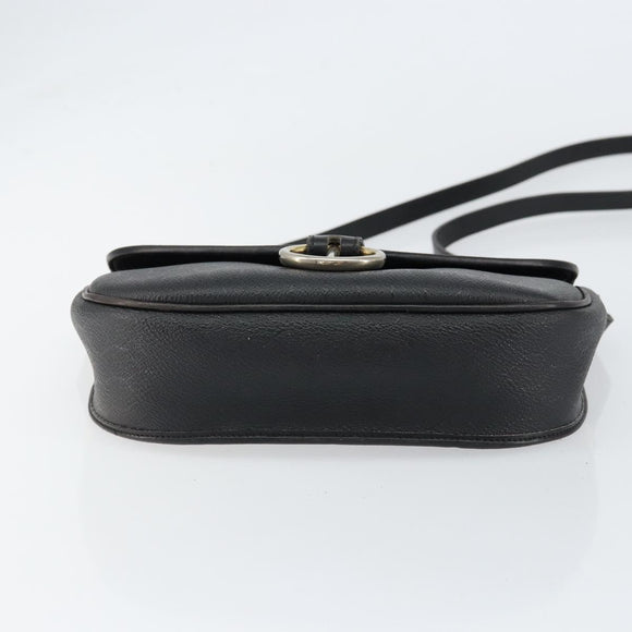 Christian Dior Honeycomb Canvas Shoulder Bag PVC Black Gold Auth BA7697