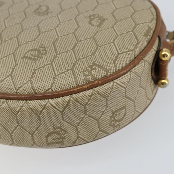 Christian Dior Honeycomb Canvas Shoulder Bag PVC Beige Gold Auth BA7698