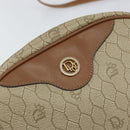 Christian Dior Honeycomb Canvas Shoulder Bag PVC Beige Gold Auth BA7698-17