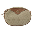 Christian Dior Honeycomb Canvas Shoulder Bag PVC Beige Gold Auth BA7698-13