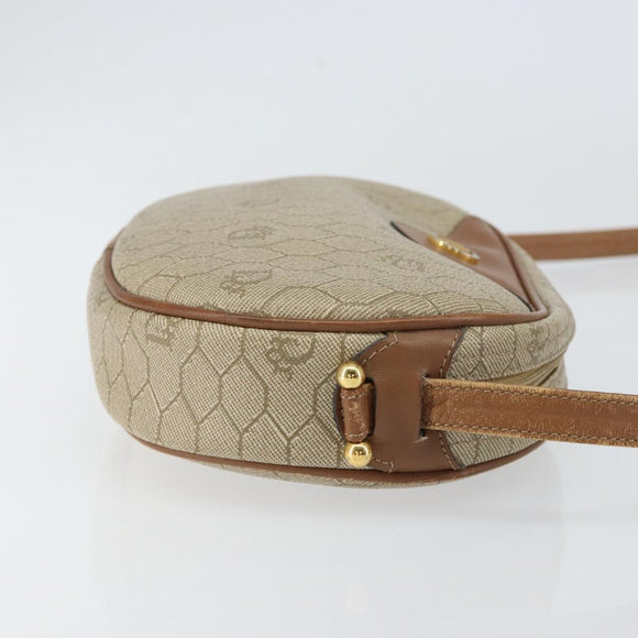 Christian Dior Honeycomb Canvas Shoulder Bag PVC Beige Gold Auth BA7698