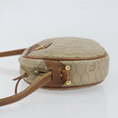 Christian Dior Honeycomb Canvas Shoulder Bag PVC Beige Gold Auth BA7698-4