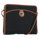 Christian Dior Trotter Canvas Shoulder Bag Black Gold Auth BA7699-1