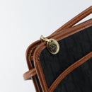 Christian Dior Trotter Canvas Shoulder Bag Black Gold Auth BA7699-10