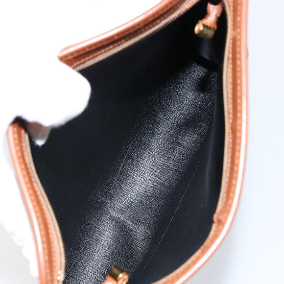 Christian Dior Trotter Canvas Shoulder Bag Black Gold Auth BA7699