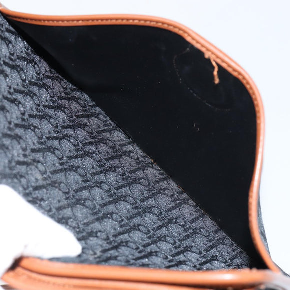 Christian Dior Trotter Canvas Shoulder Bag Black Gold Auth BA7699