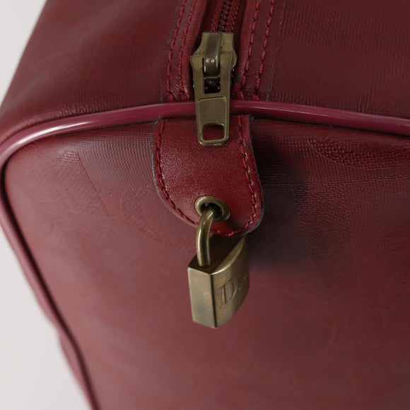 Christian Dior Trotter Canvas Boston Bag PVC Rood Goud Auth BA7700