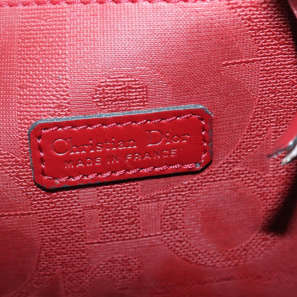 Christian Dior Trotter Canvas Boston Bag PVC Rood Goud Auth BA7700