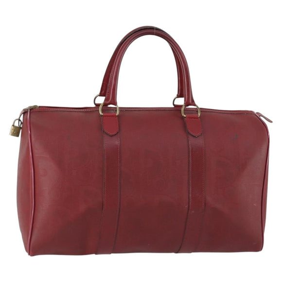 Christian Dior Trotter Canvas Boston Bag PVC Rood Goud Auth BA7700