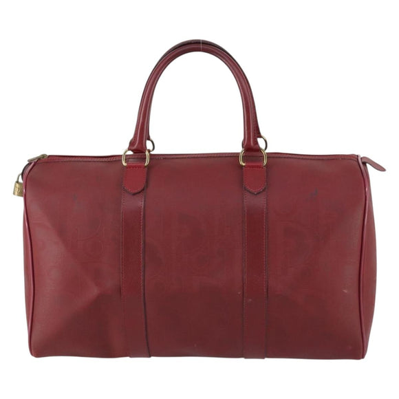 Christian Dior Trotter Canvas Boston Bag PVC Rood Goud Auth BA7700