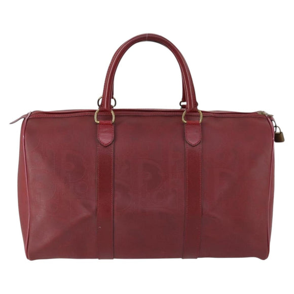Christian Dior Trotter Canvas Boston Bag PVC Rood Goud Auth BA7700
