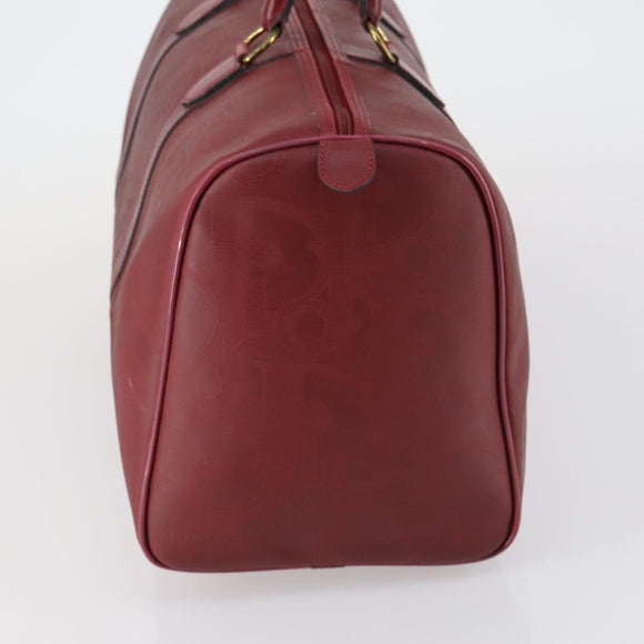 Christian Dior Trotter Canvas Boston Bag PVC Rood Goud Auth BA7700