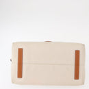 BURBERRY Tote Bag Canvas Leather White Gold Auth BA7702-6