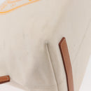 BURBERRY Tote Bag Canvas Leather White Gold Auth BA7702-9