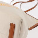 BURBERRY Tote Bag Canvas Leather White Gold Auth BA7702-15