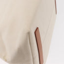 BURBERRY Tote Bag Canvas Leather White Gold Auth BA7702-16
