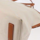 BURBERRY Tote Bag Canvas Leather White Gold Auth BA7702-17