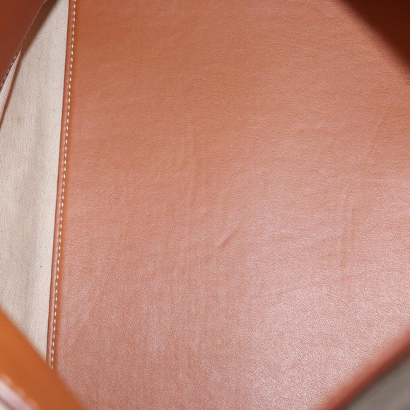 BURBERRY Tote Bag Canvas Leather White Gold Auth BA7702