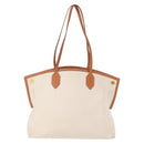 BURBERRY Tote Bag Canvas Leather White Gold Auth BA7702-2