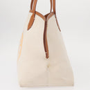 BURBERRY Tote Bag Canvas Leather White Gold Auth BA7702-3