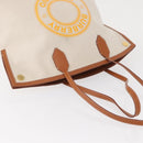 BURBERRY Tote Bag Canvas Leather White Gold Auth BA7702-7