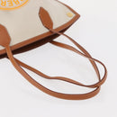 BURBERRY Tote Bag Canvas Leather White Gold Auth BA7702-8