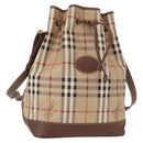 Burberrys Nova Check Shoulder Bag PVC Beige Gold Auth BA7703-1