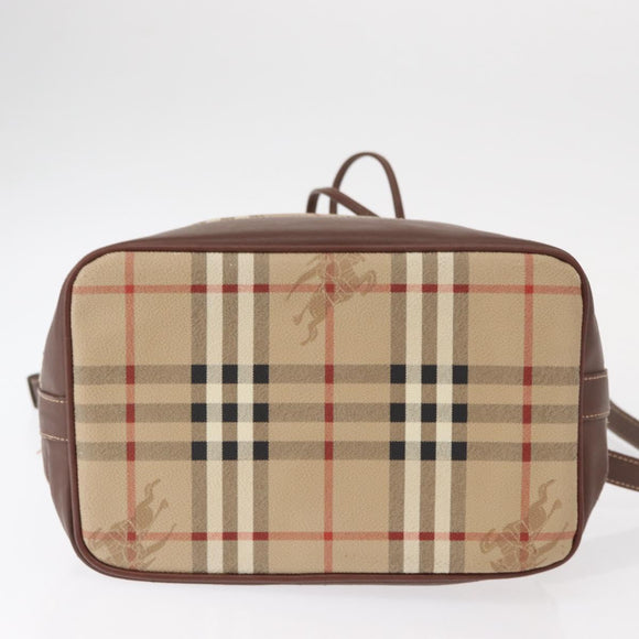 Burberrys Nova Check Shoulder Bag PVC Beige Gold Auth BA7703