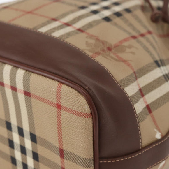 Burberrys Nova Check Shoulder Bag PVC Beige Gold Auth BA7703