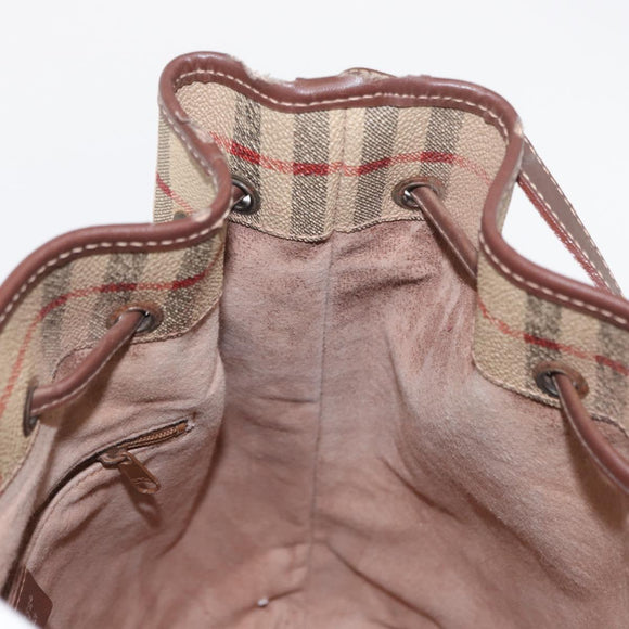 Burberrys Nova Check Shoulder Bag PVC Beige Gold Auth BA7703