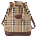 Burberrys Nova Check Shoulder Bag PVC Beige Gold Auth BA7703-13