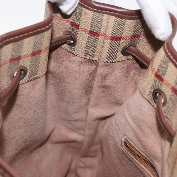 Burberrys Nova Check Shoulder Bag PVC Beige Gold Auth BA7703