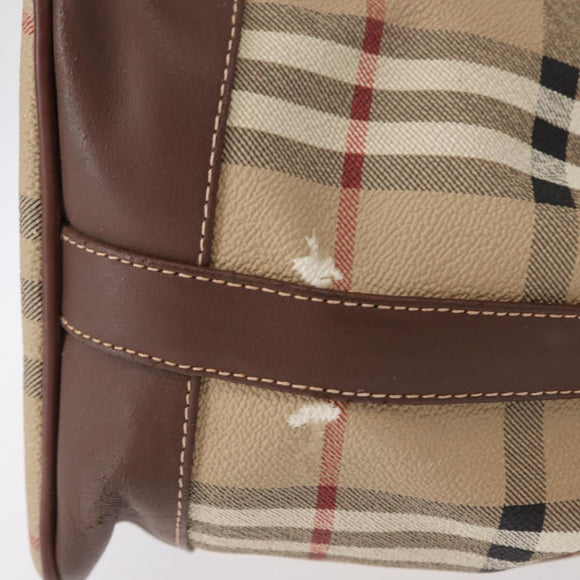 Burberrys Nova Check Shoulder Bag PVC Beige Gold Auth BA7703